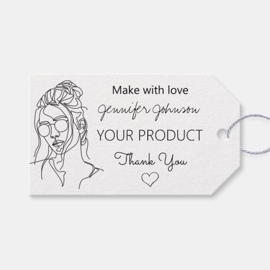 Persoonlijke portret van vrouw witte cadeaubijslui cadeaulabel (Voorkant (Horizontaal))