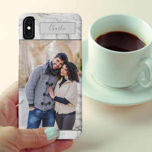 Persoonlijke portretfoto op grijze marmer Case-Mate iPhone case
