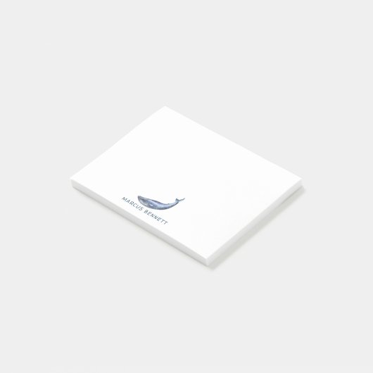 Persoonlijke Post-it-briefjes met Blauwe Walvis Post-it® Notes (Schuin)
