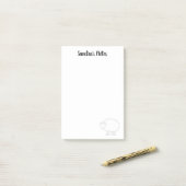 Persoonlijke Post-it® notes met schattige schapen (Op bureau)