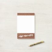 Persoonlijke Post-it®-notities met bakstenen muuro Post-it® Notes (Op bureau)