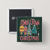 Persoonlijke postcode Kleine stad Kerstmis Roze Vierkante Button 5,1 Cm (Voorkant /achterkant)