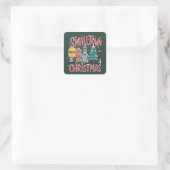 Persoonlijke postcode Kleine stad Kerstmis Roze Vierkante Sticker (Tas)