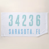 Persoonlijke postcode, plaats, staat | Kustblauwvi Strandlaken (Voorkant)