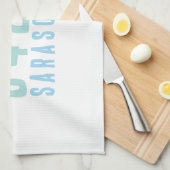 Persoonlijke postcode, plaats, staat | Kustblauwvi Theedoek (Quarter Fold)