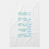 Persoonlijke postcode, plaats, staat | Kustblauwvi Theedoek (Verticaal)