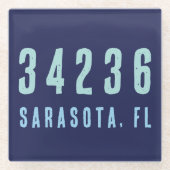 Persoonlijke postcode, plaats, staat | Navy Blue Glazen Onderzetter (Voorkant)