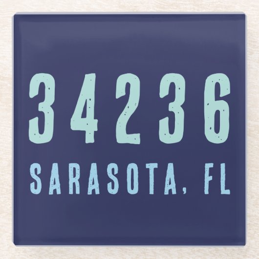 Persoonlijke postcode, plaats, staat | Navy Blue Glazen Onderzetter (Voorkant)