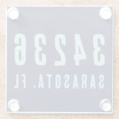 Persoonlijke postcode, plaats, staat | Navy Blue Glazen Onderzetter (Achterkant)