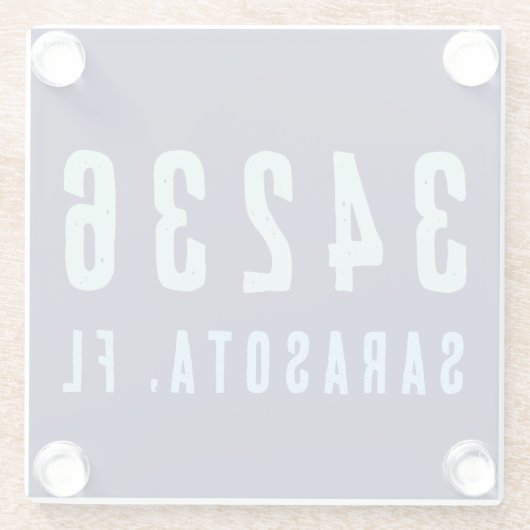 Persoonlijke postcode, plaats, staat | Navy Blue Glazen Onderzetter (Achterkant)