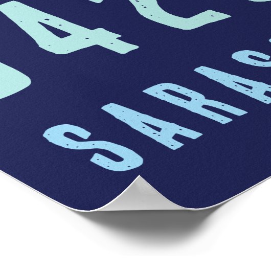 Persoonlijke postcode, plaats, staat | Navy Blue Poster (Hoek)