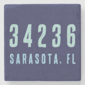 Persoonlijke postcode, plaats, staat | Navy Blue Stenen Onderzetter (Voorkant)