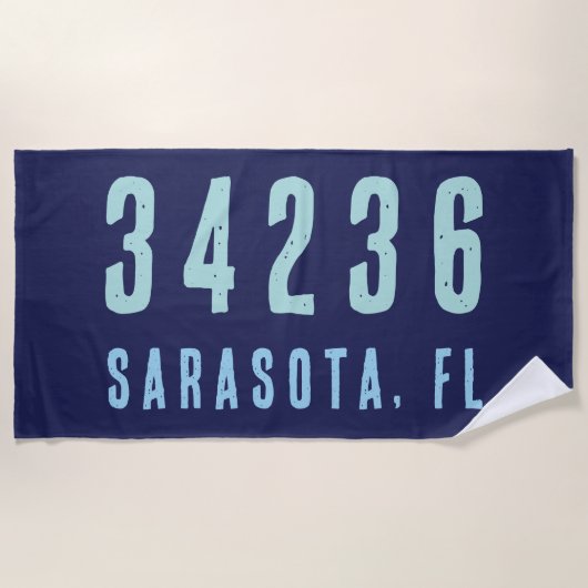 Persoonlijke postcode, plaats, staat | Navy Blue Strandlaken (Voorkant)