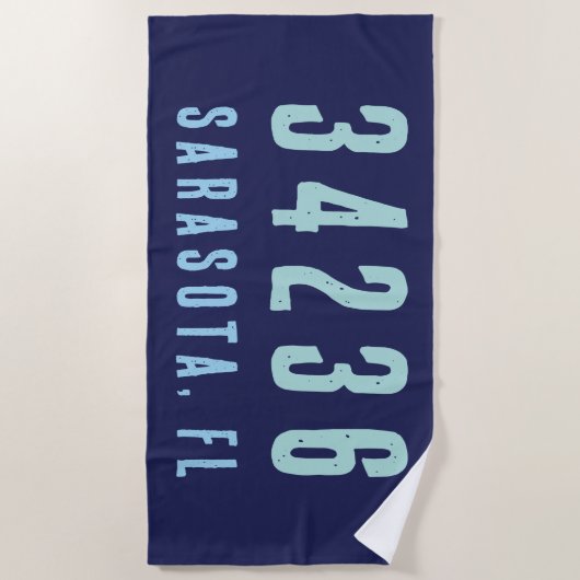 Persoonlijke postcode, plaats, staat | Navy Blue Strandlaken (Voorkant)