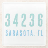 Persoonlijke postcode, Stad, Stadskustblauwdruk Glazen Onderzetter (Voorkant)