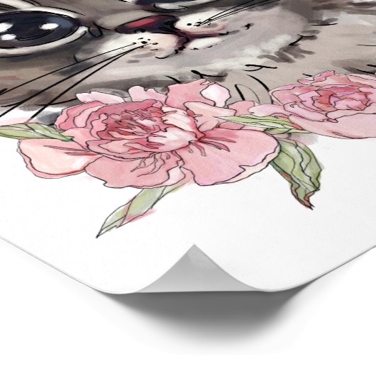 Persoonlijke poster van baby katje roos | Muurprin (Hoek)