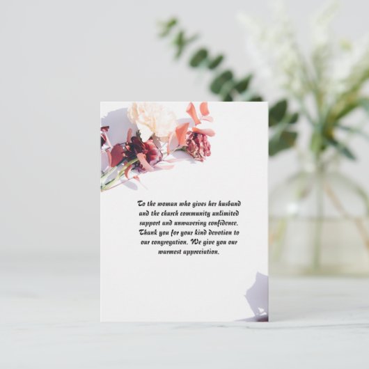 Persoonlijke postkaart voor vrouw van dominee (Staand voorkant)