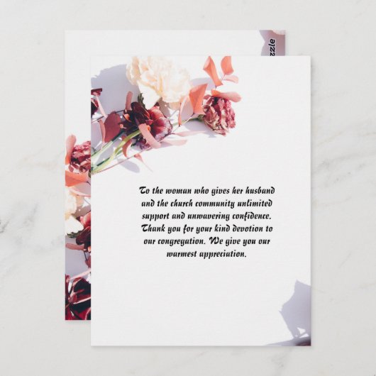 Persoonlijke postkaart voor vrouw van dominee (Voorkant / Achterkant)