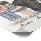 Persoonlijke potloodkunst van vader en kinderen poster (Hoek)