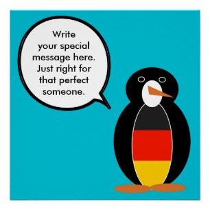 Persoonlijke pratende Duitse vlag mevrouw Pinguïn Perfect Poster