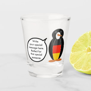 Persoonlijke pratende Duitse vlag mevrouw pinguïn Shot Glas