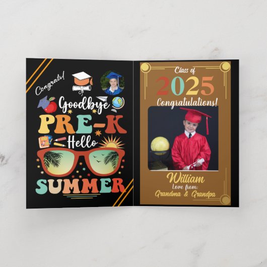 Persoonlijke Pre-k Afsluiting Hallo Zomer Folie Wenskaart (Binnenlaag)