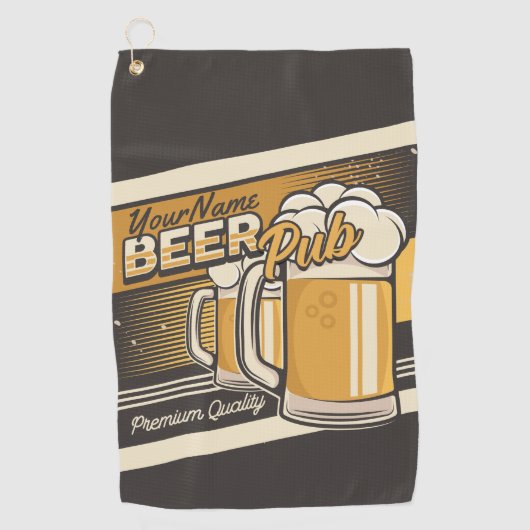 Persoonlijke Premium Koude Biermok Pub Bar  Golfhanddoek (Voorkant)