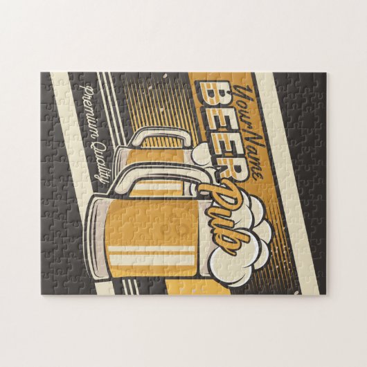 Persoonlijke Premium Koude Biermok Pub Bar Legpuzzel (Horizontaal)