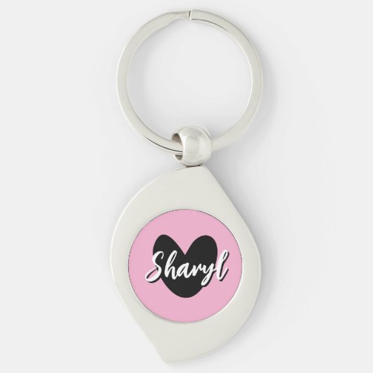 Persoonlijke premium sleutelhanger met zwarte hart (Voorkant)