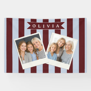 Persoonlijke Preppy Bruine Blauwe Cabana Streep Spandoek