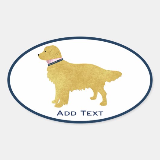 Persoonlijke Preppy Golden Retriever Ovale Sticker (Voorkant)