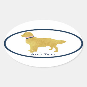 Persoonlijke Preppy Golden Retriever Ovale Sticker