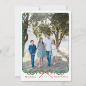 Persoonlijke preppy Holiday Wreater met Red Bow Feestdagenkaart (Voorkant)