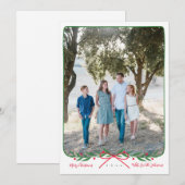 Persoonlijke preppy Holiday Wreater met Red Bow Feestdagenkaart (Voorkant / Achterkant)