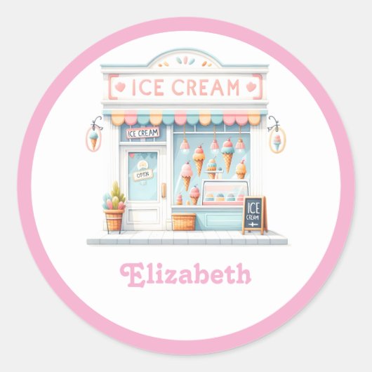 Persoonlijke preppy ijszaak sticker (Voorkant)