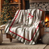 Persoonlijke Preppy Kerstkrans Initiaal & Naam Fleece Deken