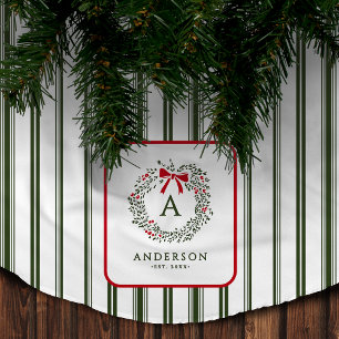 Persoonlijke Preppy Kerstkrans Initiaal & Naam Kerstboom Rok