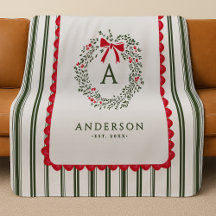 Persoonlijke Preppy Kerstkrans Initiaal & Naam
