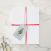 Persoonlijke Preppy Kustboom Kerstmis Cadeaulabel (Met Touw)