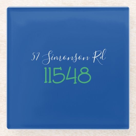 Persoonlijke Preppy Postcode Straatadres Cadeau Glazen Onderzetter (Voorkant)