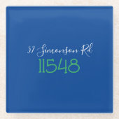 Persoonlijke Preppy Postcode Straatnaam Glazen Onderzetter (Voorkant)