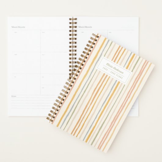 Persoonlijke Preppy Streep Geïllustreerde Pastel 2 Planner (Display)