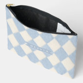 Persoonlijke Preppy Zachte Blauwe Fluwelen Argyle  Etui (Open)