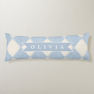 Persoonlijke Preppy Zachte Blauwe Fluwelen Argyle Lichaamskussen