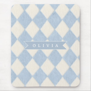 Persoonlijke Preppy Zachte Blauwe Fluwelen Argyle Muismat