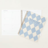 Persoonlijke Preppy Zachte Blauwe Fluwelen Argyle Planner (Display)
