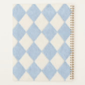 Persoonlijke Preppy Zachte Blauwe Fluwelen Argyle Planner (Achterkant)