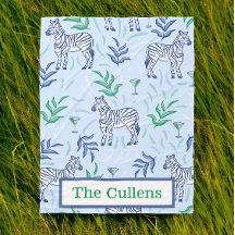 Persoonlijke Preppy Zebras & Martinis Blauw