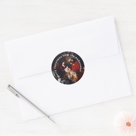 Persoonlijke pretkerst ronde sticker (Envelop)