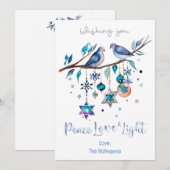 Persoonlijke Prettig Hanukkah, Vrede Liefde & Lich Feestdagenkaart (Voorkant / Achterkant)